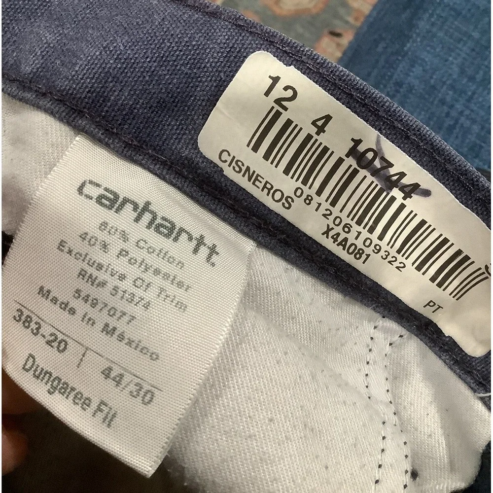 Carhartt Dungaree Fit B11 MDT Size 44X30Navy Blue Work Pants Triple Stitched